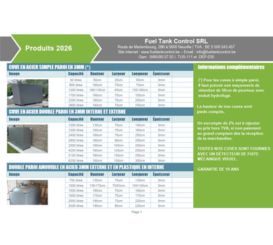 Catalogue PDF cuves et citernes à mazout 2026